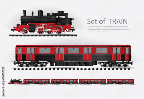 Cargo train on a rail road Vector illustration