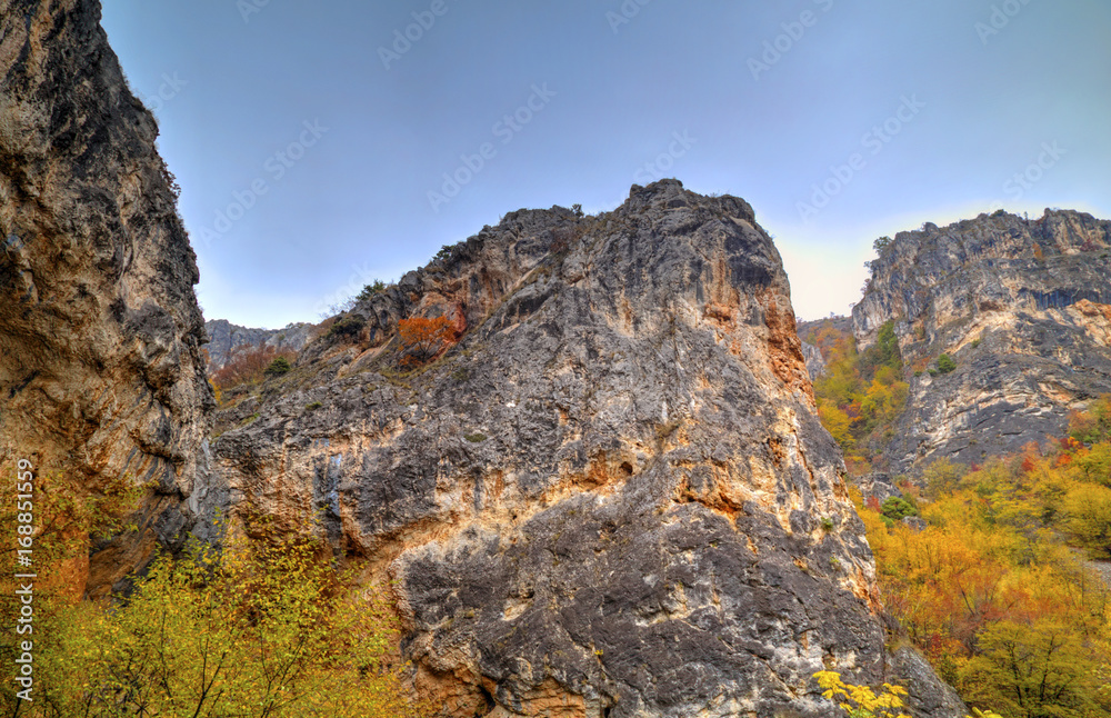 Beautiful landscape in the mountain with colorful autumn forest