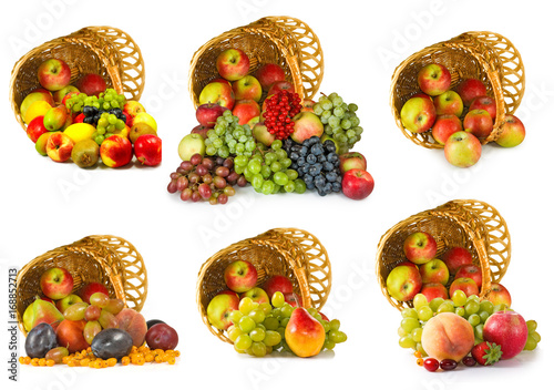 Fototapeta Naklejka Na Ścianę i Meble -  Different fruits in the basket close-up