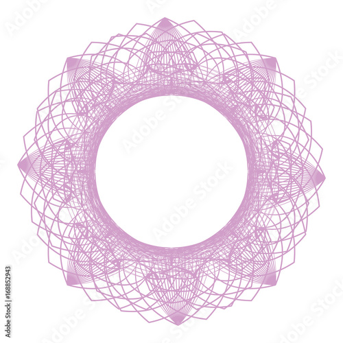 Guilloche abstract lace contour rosette on white (transparent) background. Vector illustration for invitations, banknotes, diplomas, certificates, tickets and other papers security design