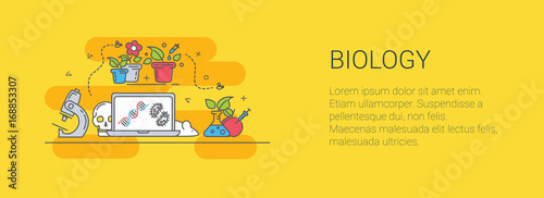 Vector outline science symbol made with word BIOLOGY and icons
Inscription on a yellow background with icons
