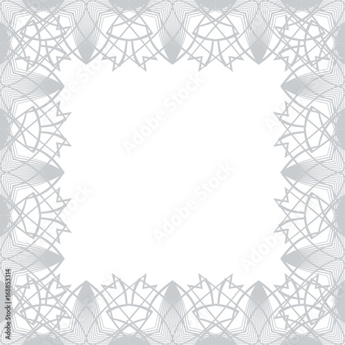 Square border frame, abstract contour on white (transparent) background. Vector illustration for invitations, banknotes, diplomas, certificates, tickets and other papers design