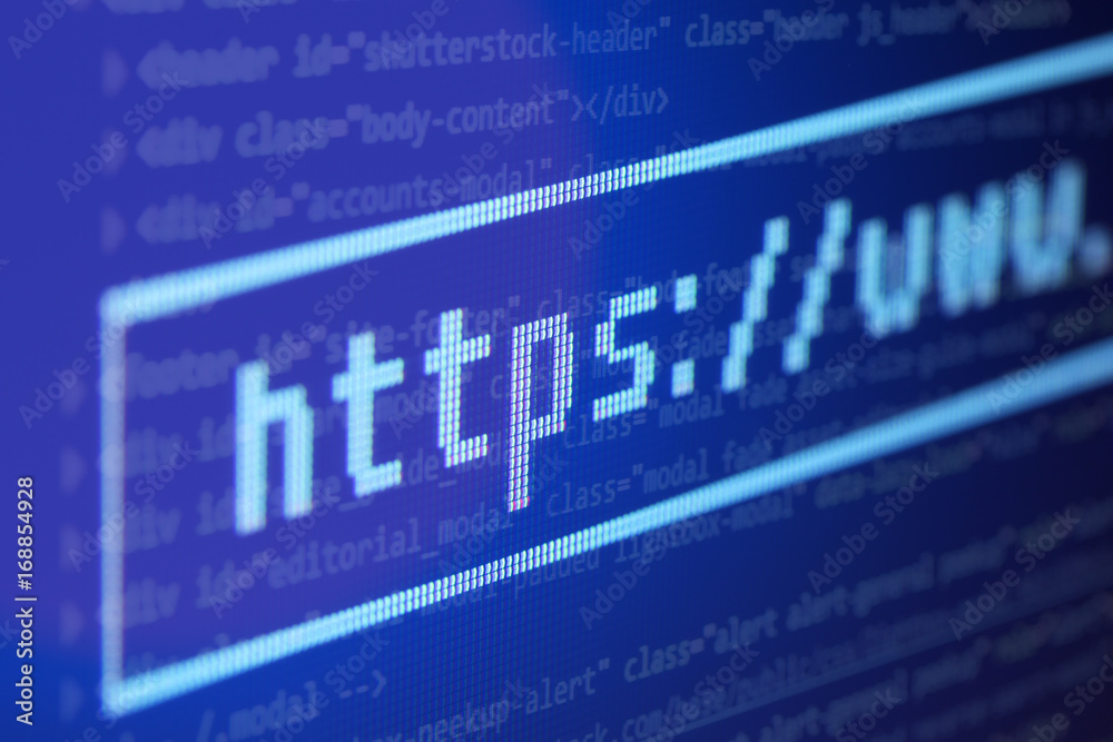 Address bar on the background of program code on the computer screen closeup Address bar on the background of program code on the computer screen closeup