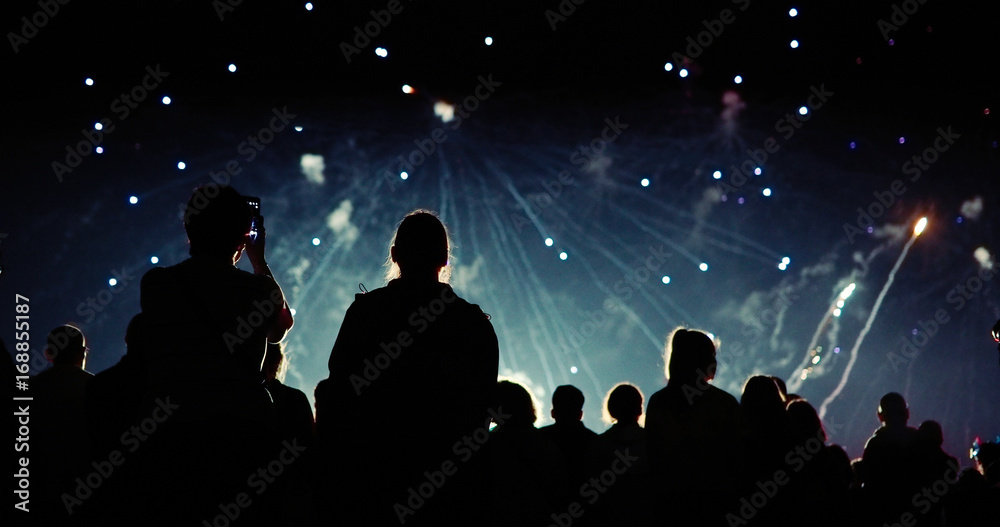 Crowd watching fireworks Crowd watching fireworks
