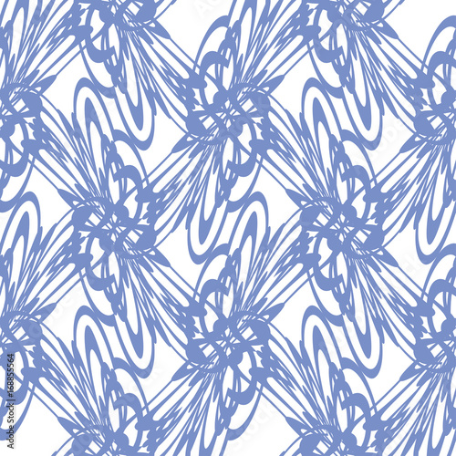 Seamless abstract ornament  blue on white background. Elegant vector pattern illustration for  wrapping design 