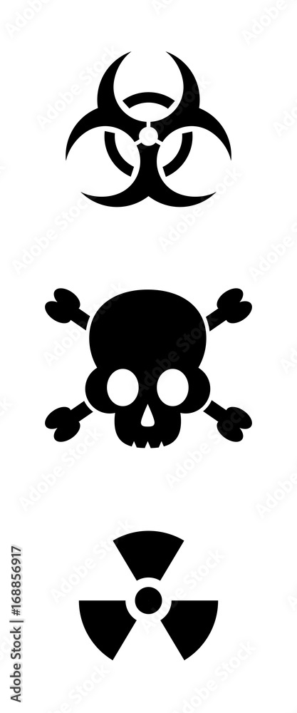 Vector biohazard and radioactive warning signs Vector biohazard and radioactive warning signs