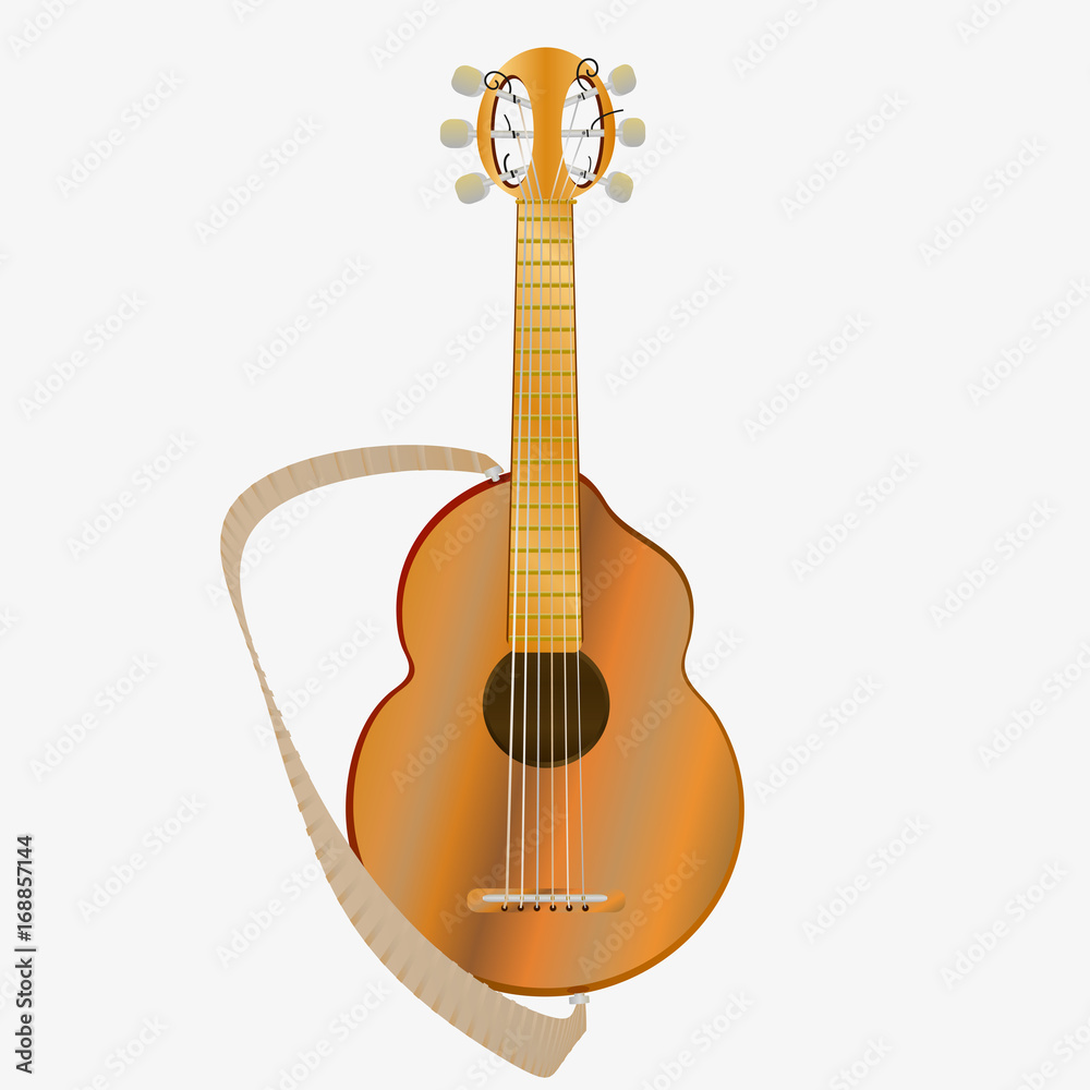 Obraz premium Pop acoustic guitar . On a white background . Vector illustration .