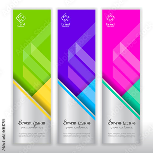 Set of vertical abstract colorful display banner background with copy space