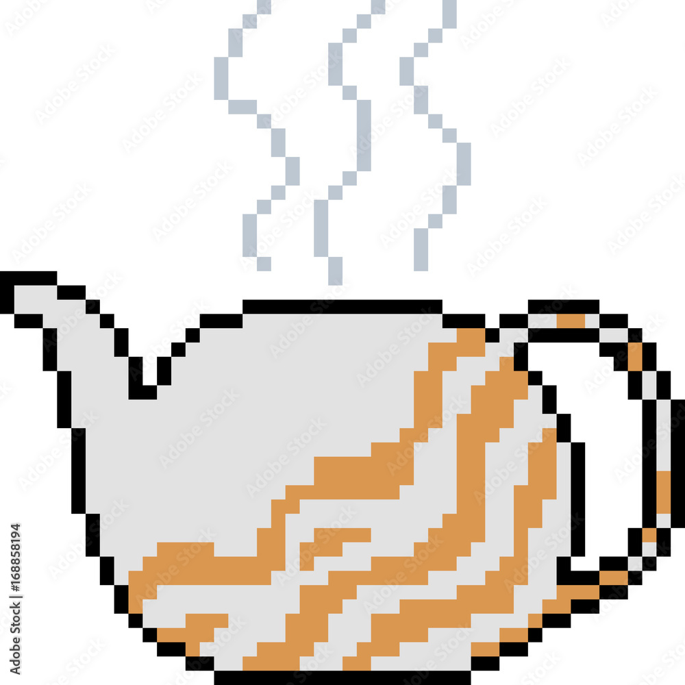 vector pixel art tea pot