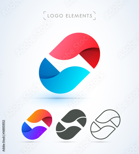 Vector abstract two segments logo. Material design style