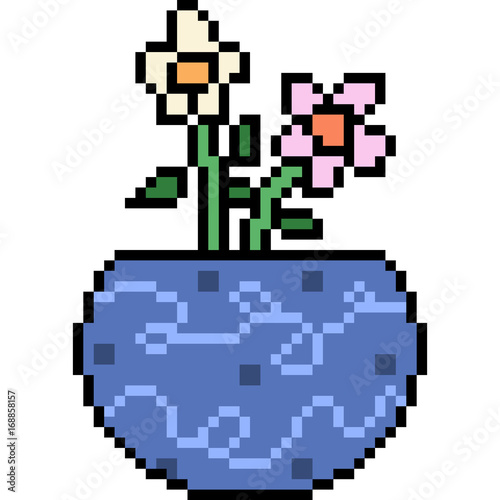 vector pixel art flower pot © Saphatthachat