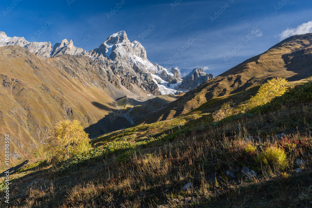 Mount Ushba, Svaneti in the autumn