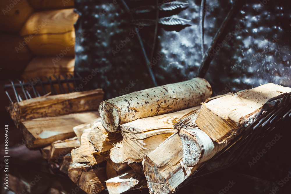 Pine logs on the ground