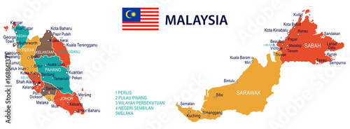 Malaysia - map and flag – illustration