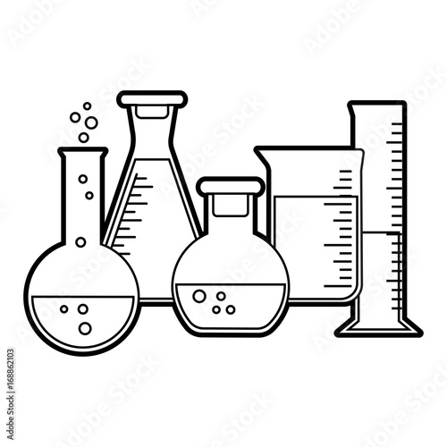 Chemical vessels. Outline design. Vector illustration