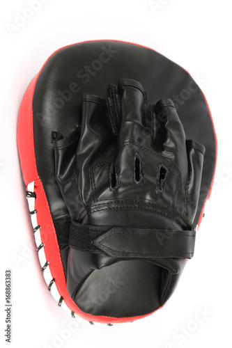 Kicking Shock shield glove on white background