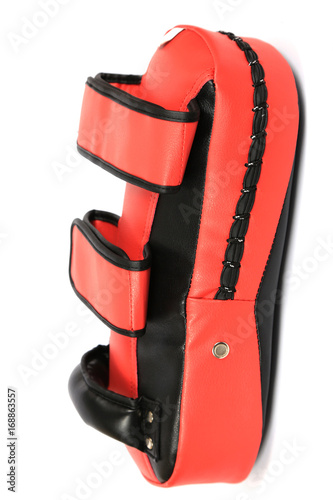 Red Kicking Shock shield glove on white background