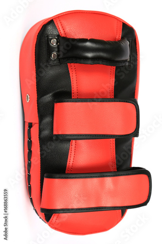Red Kicking Shock shield glove on white background