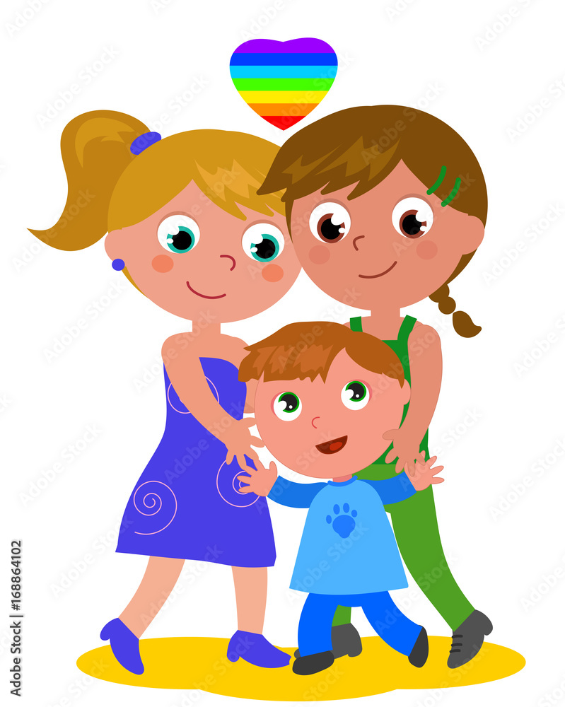 Lesbian family vector illustration Lesbian family vector illustration