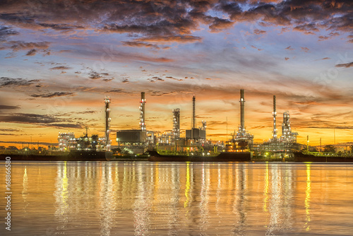 Oil refinery at sunrise background in Bangkok Thailand