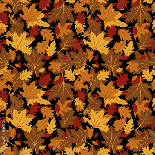 Seamless patterns with autumn leaves