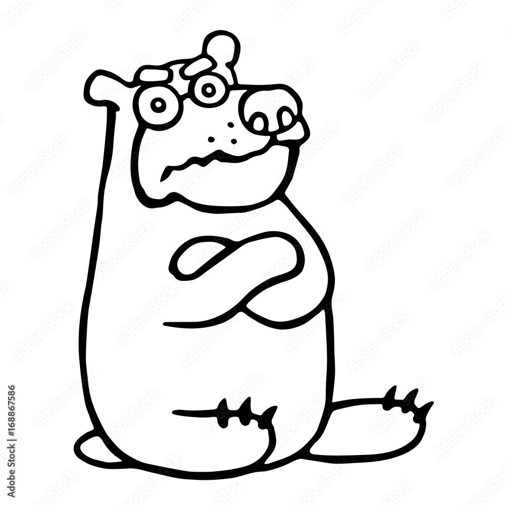 Cute grumpy cartoon bear. Vector illustration. Cute grumpy cartoon bear. Vector illustration.