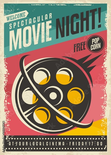Plakat Projekt plakatu filmowego z rolki filmu na kolorowe tło