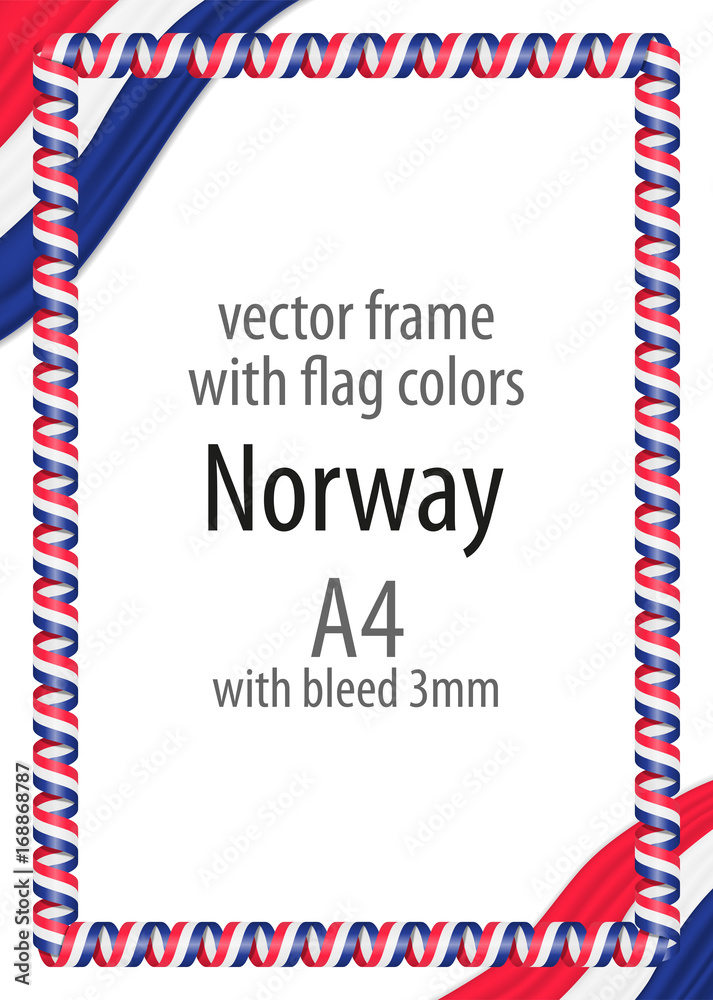 Obraz premium Frame and border of ribbon with the colors of the Norway flag
