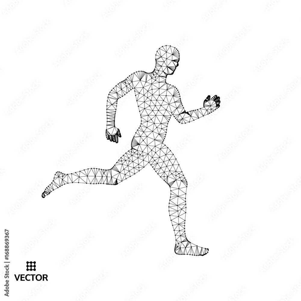 3d running man. Design for sport, business, science and technology. Vector illustration. Human body. 3d running man. Design for sport, business, science and technology. Vector illustration. Human body.