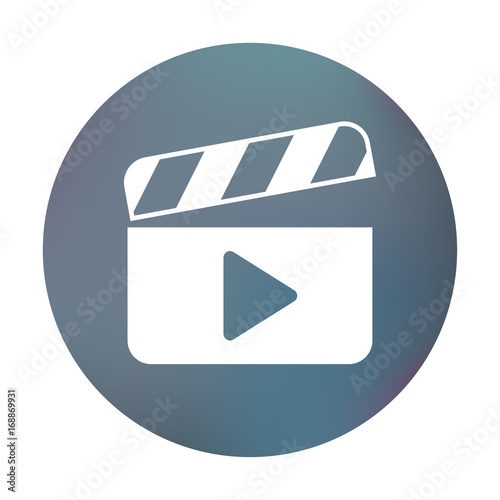 Farbiger Button - Filmklappe mit Abspielen-Zeichen