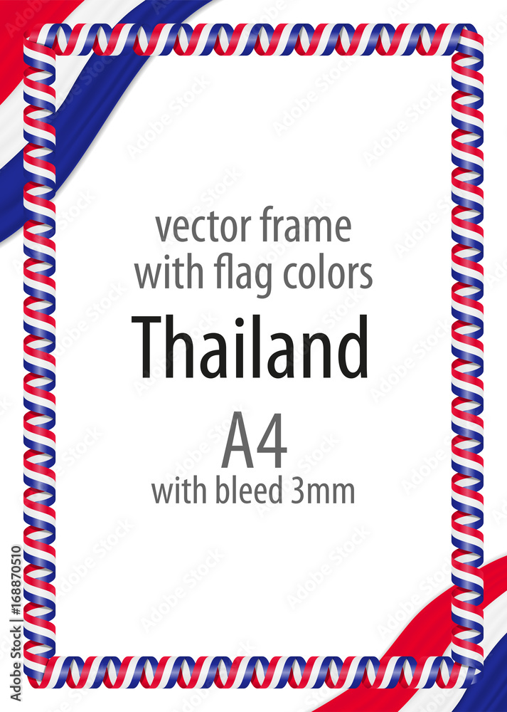 Fototapeta premium Frame and border of ribbon with the colors of the Thailand flag