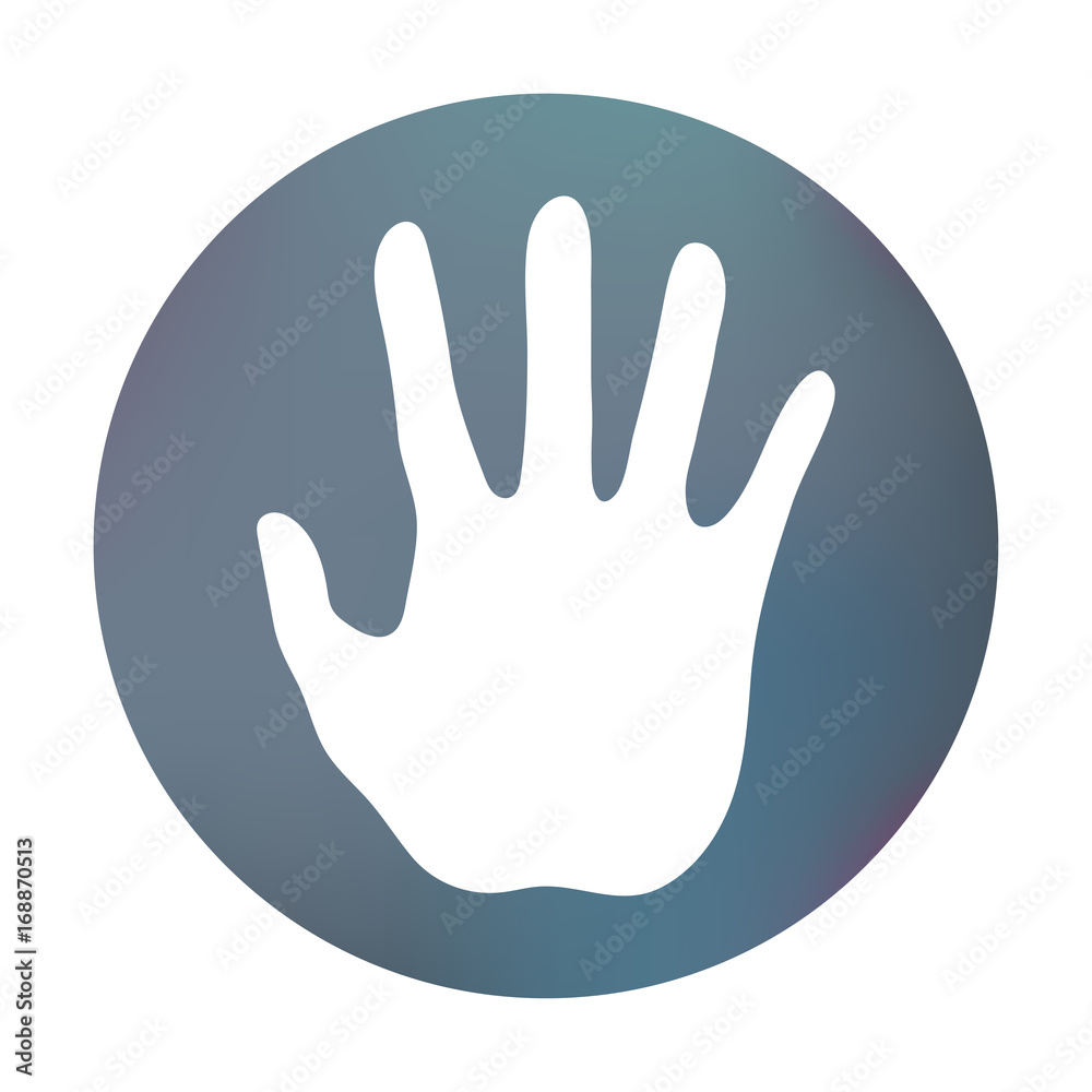 Farbiger Button - ausgestreckte Hand Farbiger Button - ausgestreckte Hand