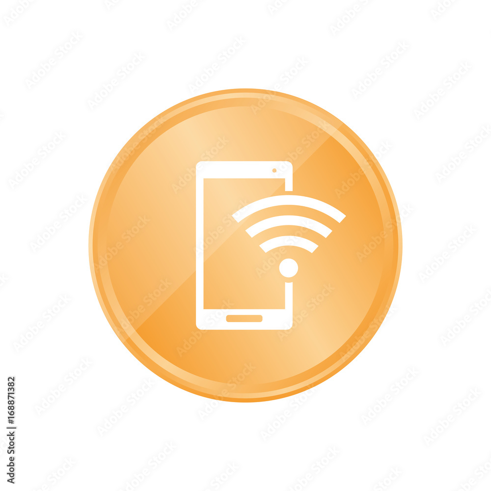 Bronze Münze - Smartphone und Wifi-Zeichen Bronze Münze - Smartphone und Wifi-Zeichen