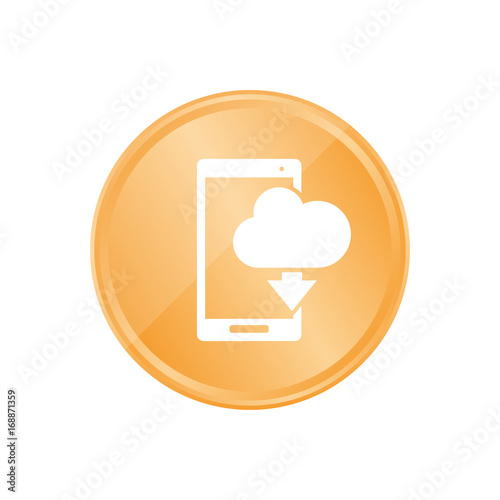 Bronze Münze - Smartphone und Cloud-Herunterladen-Symbol