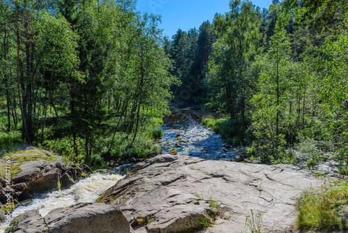 Stormy stream of the small river Koyrinyoki (Koirinjoki). Pitkyaranta, Karelia, Russia. photo