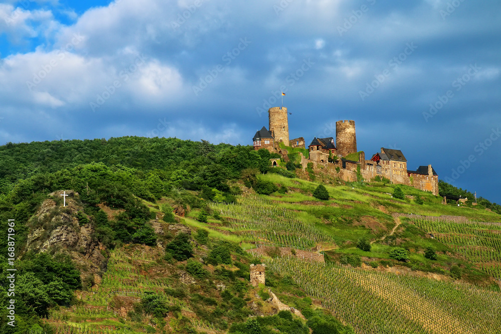 Thurant  Castle above Alken town on Moselle River, Rhineland-Palatinate, Germany.