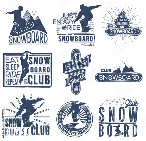 Vector badge theme snowboard in grunge style for your design, print in the press and T-shirts, the Internet.