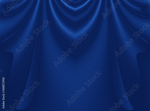Deep blue modern abstract fractal background illustration with stylized draping or curtains. Dark smooth elegant creative template for fashion themed projects, layouts, designs, banners, flyers, skins