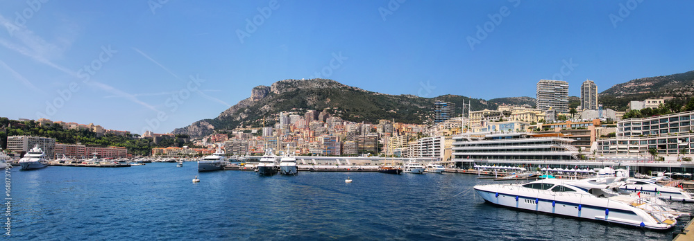 Panorama of La Condamine ward and Port Hercules in Monaco.