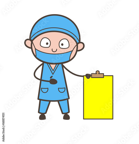 Cartoon Therapist Showing a Blank Cardboard Vector