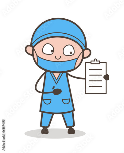 Cartoon Cardiologist Showing Medical Report Vector Illustration