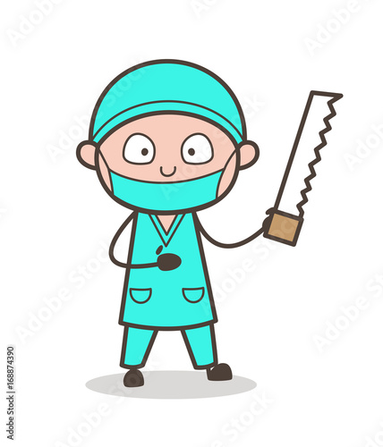 Confused Surgeon with Saw Cutter Vector