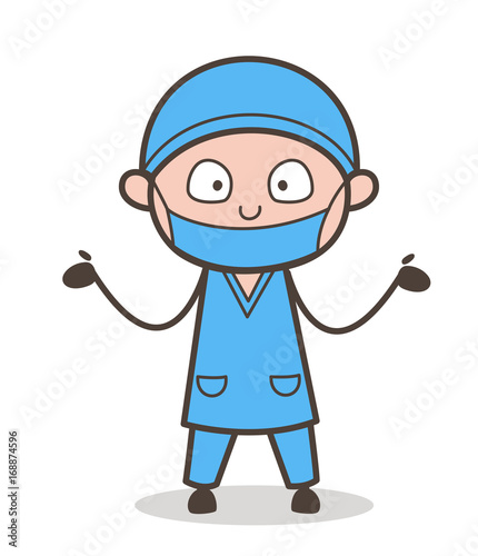 Cartoon Surgeon Wonder Expression Vector Illustration
