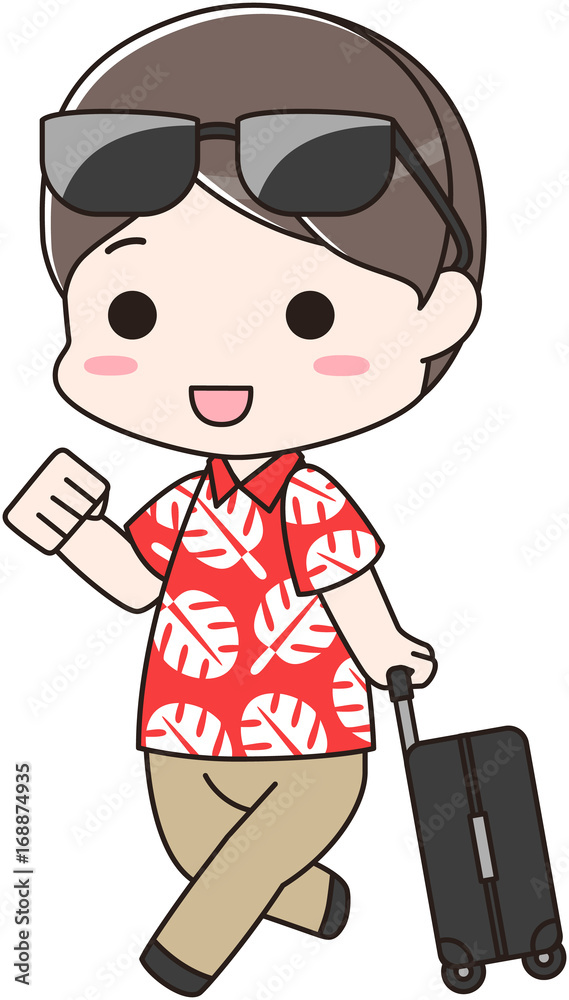 浮かれ気分で海外旅行バカンスに出かける夫婦のイラスト Stock Vector Adobe Stock