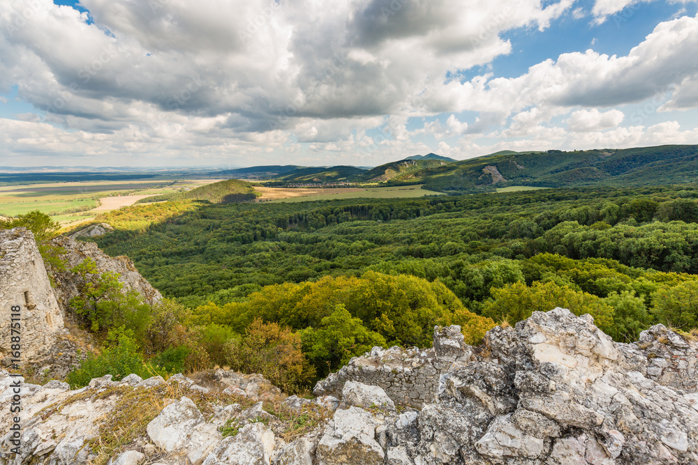Landscape under the ruins of the medieval castle Landscape under the ruins of the medieval castle