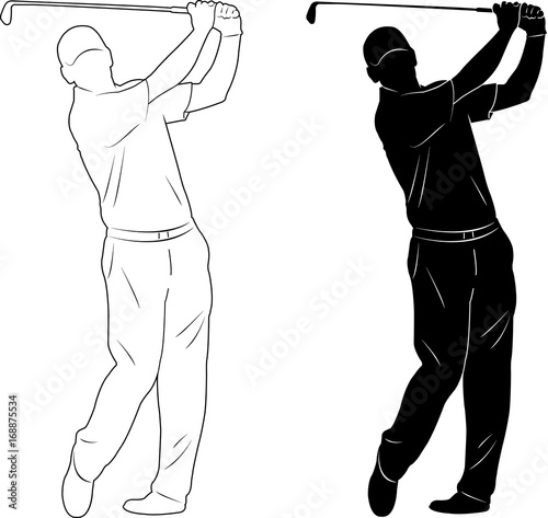 golf player silhouette - vector