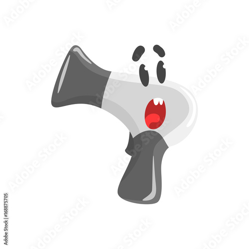 Cute surprised cartoon hairdryer character, humanized funny home appliance vector Illustration