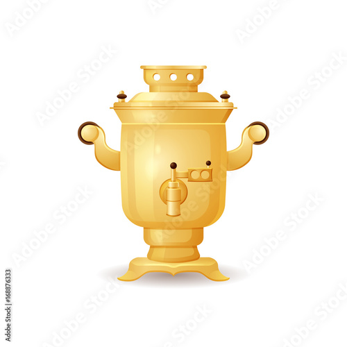 Vintage tea samovar isolated vector illustration