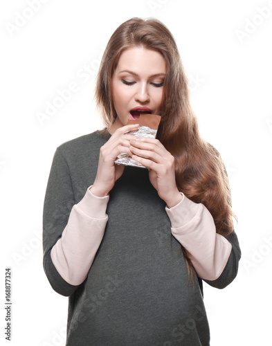 Emotional pregnant woman ea...