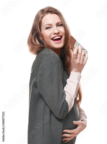 Emotional pregnant woman ea...